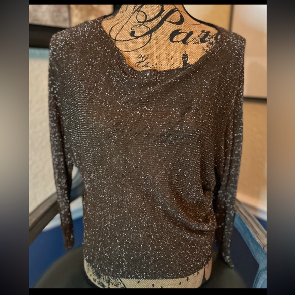 Gigi Modal ALIOCHA SPARKLE LIGHT KNIT Chocolate 3/4 Sleeve Dressy Top OS - Picture 15 of 15